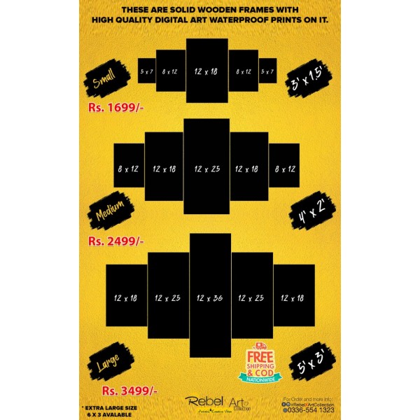 Wall Frames 5 Pieces set Canvas Digitally Printed Wall Canvas Frames