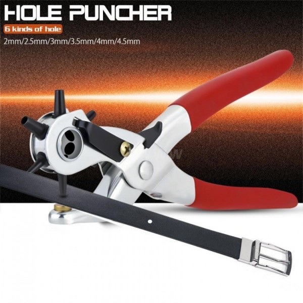 Revolving 6 Sizes Round Hole Perforator Hole Punch Plier