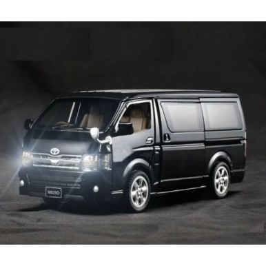 Toyota Hiace van model simulation alloy car bus pull back sound and light children's metal toy car