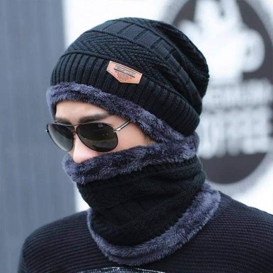 hot selling ski cap and scarf cold warm leather winter hat for women men Knitted hat Bonnet Warm Cap Skullies Beanies