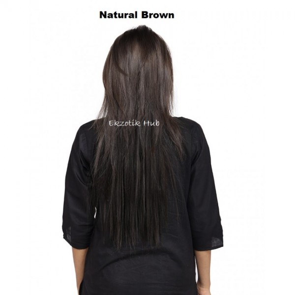 Synthetic Straight Hair Extension - Natural Brown