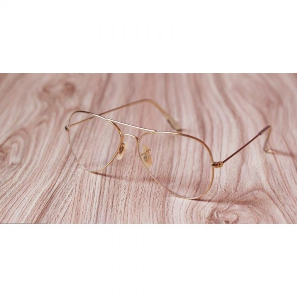 Unisex Aviator Metal Gold Frame With Transparent Glass