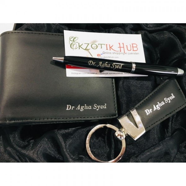 Customized Wallet Key-chain and Pen Gift Set