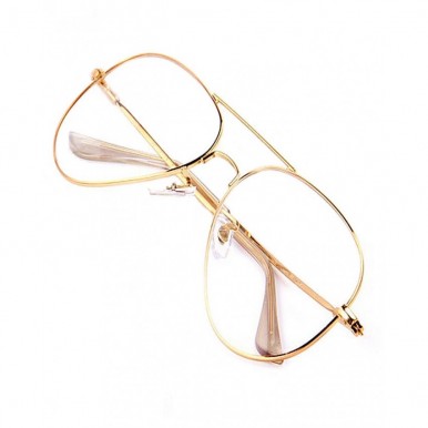 Unisex Aviator Metal Gold Frame With Transparent Glass