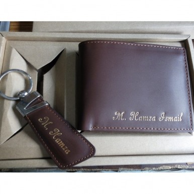 Customize Leather Wallet with Keychain
