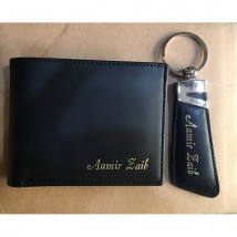 Customize Leather Wallet with Keychain for Men