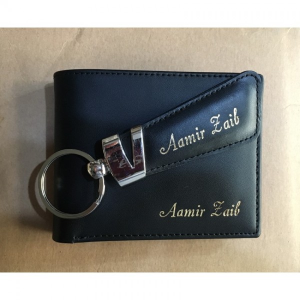 Customize Leather Wallet with Keychain for Men Buyon.pk