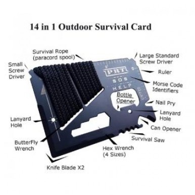14 in 1 Tools Card Stainless Steel Survival Tool Set