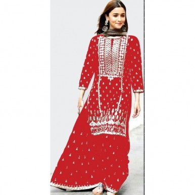 Zari Embroidered Chiffon Dress for Weddings