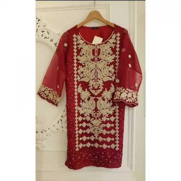 Heavy Embroidered Redish Maroon Dress for Weddings