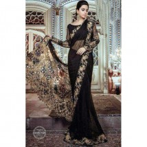 Beautiful cutwork embroidered saree in Black Colour