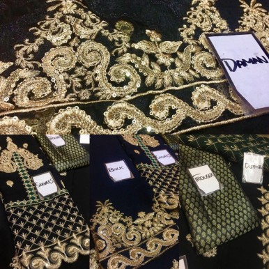 Luxury Chiffon Dress in Black Colour Heavy Zari Work Embroidery