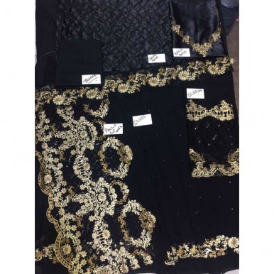 Beautiful cutwork embroidered saree in Black Colour