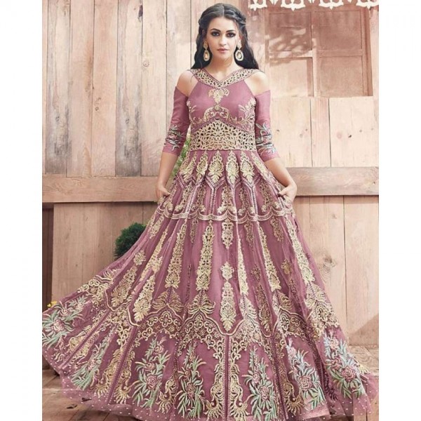 Heavy Embroidered Pink Maxi Indian Style