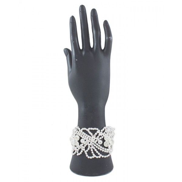 Silver Rodium Plated White American Zircons Bracelet For Women - jh715