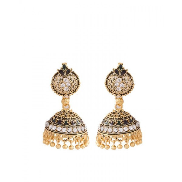 Golden Plated Antique Style Jhumki Earrings for Women