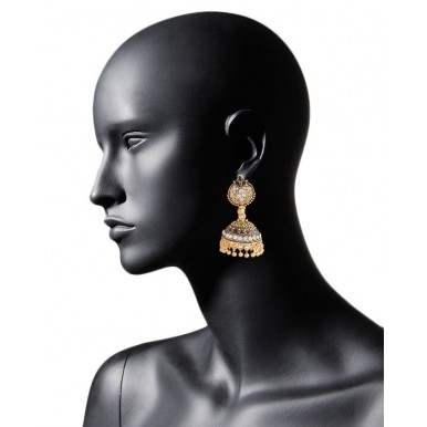 Golden Plated Antique Style Jhumki Earrings for Women