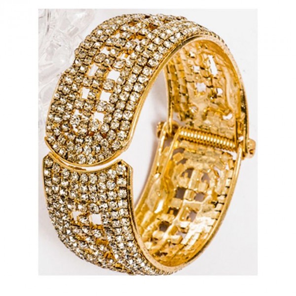  Gold Plated Zircon - Hand Made Bangle - Golden