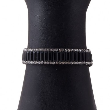 Black Velvet & Crystal Bracelet for Women