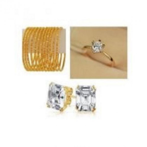 Bundle Offer - Gold Plated Ring, Earrings & Bangles - Golden