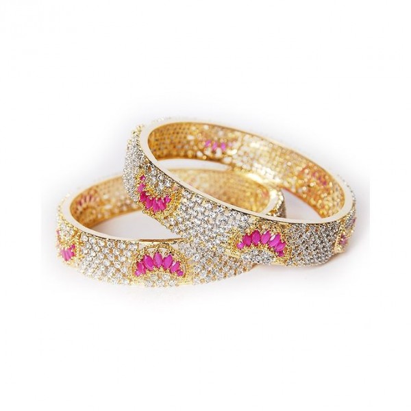Pair of 1k Gold Plated on Alloy Bangles for Women