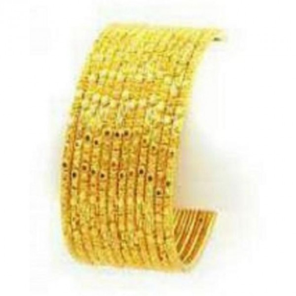 12 Gold Plated Bangles - Golden