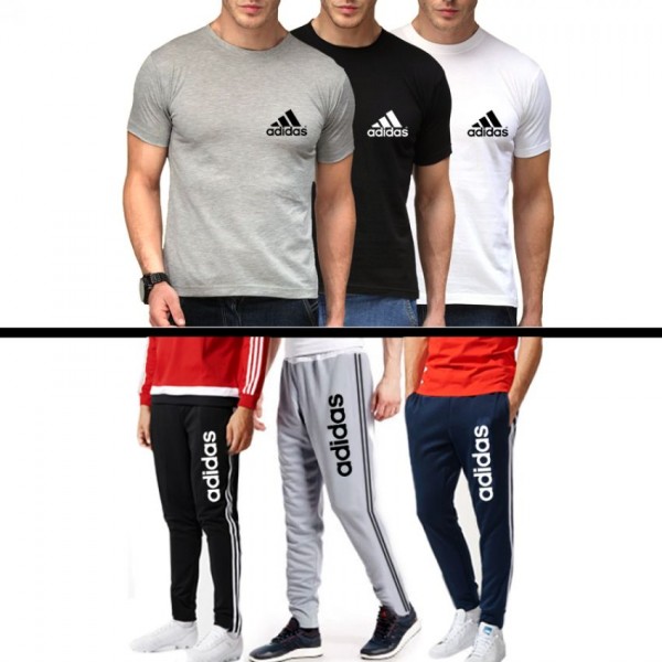 Combo of 3 Logo Printed T-Shirts and Trousers for Men - Buyon.pk