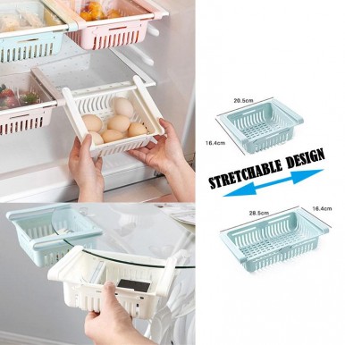 2 PCS Adjustable And Stretchable Fridge Organizer Fresh Spacer Layer Storage Rack Drawer Basket Refrigerator Pull-out Drawers