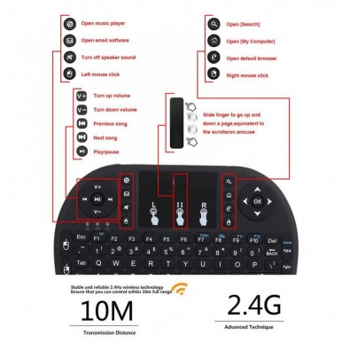 Backlit LED Mini Wireless Keyboard Touchpad for PC Android TV Box Smart TV