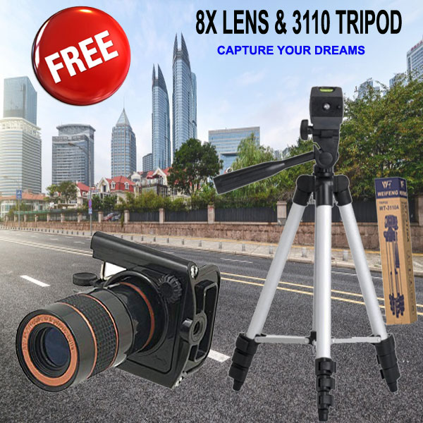 BUY 1 GET 1 FREE 8X MOBILE CAMERA LENS WITH 3110 TRIPOD