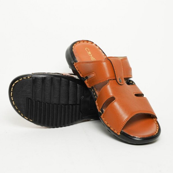 Pure Brown Leather Comfortable Slippers Sandals For Men