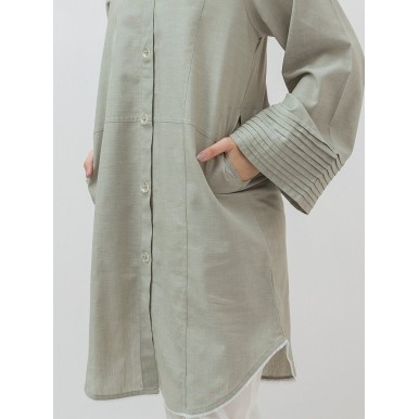 EID Special Offer Grey Basic Open Shirt And Fancy Thumb Flat Low Heel Slipper