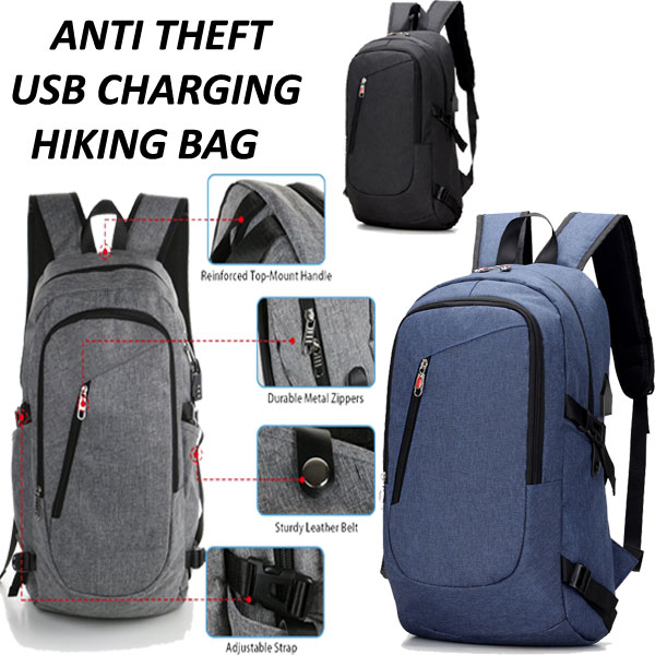 Anti Theft USB Charging Hiking Bag pack