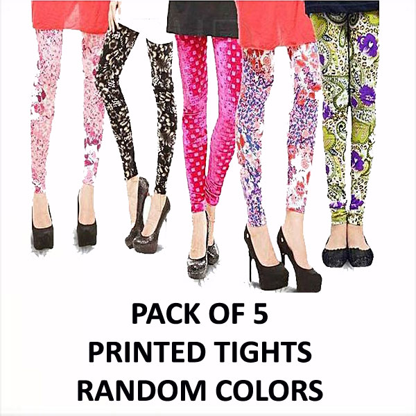 PACK OF 5 PRINTED TIGHTS for Girls