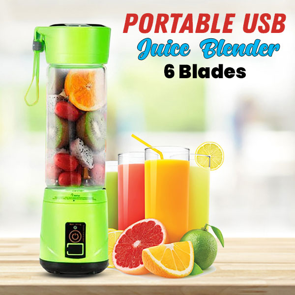 Portable USB Rechargeable Electric Juicer Blender Mixer (380 ml Multicolour)