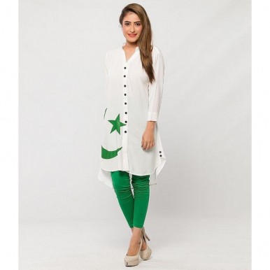 Womens Pack Of 2 Linen Flag Printed Kurti With Tights S-017