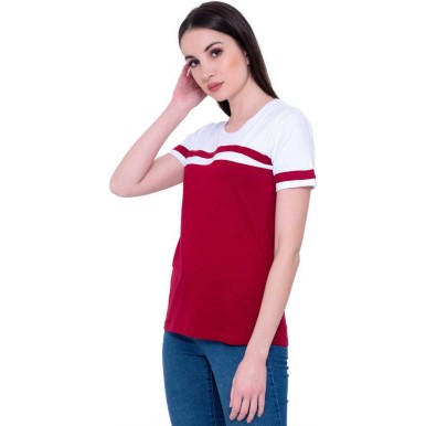 Summer Offer White Maroon T-Shirt And Slim Fit Jeans