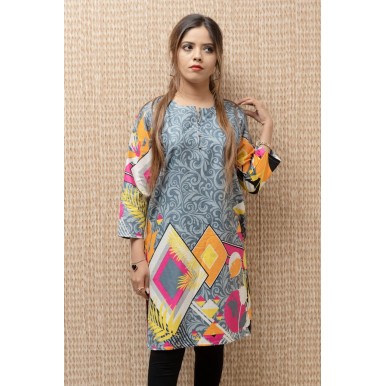 EID SALE OFFER GREY STITCHED KURTI AND SLIPPERS