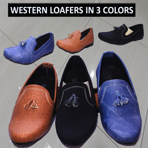 WESTERN STYLE LOAFERS SHOES for MEN IN 3 COLORS