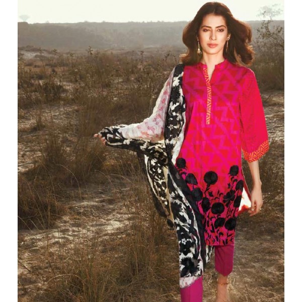 red colour lawn suit