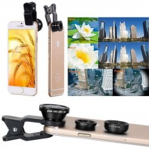 3-In-1 Wide Angle Macro Fisheye Lens Camera Kits Mobile Phone Fish Eye Lenses With Clip