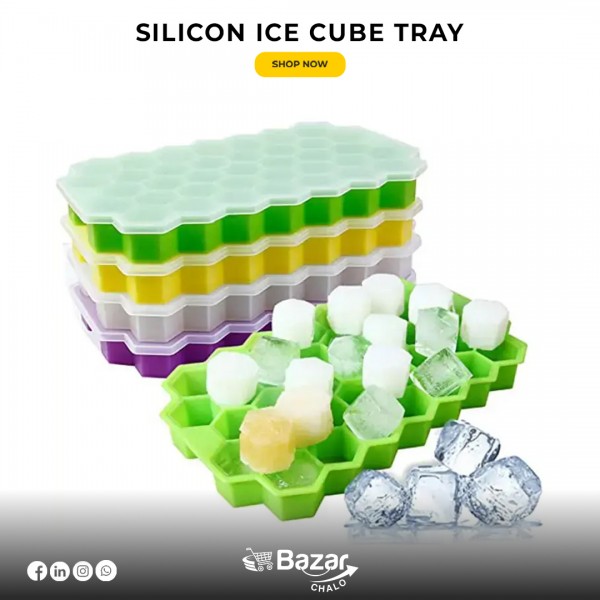 Silicone Ice Cube Tray with Lid | Flexible, Stackable, and Leak-Proof ...