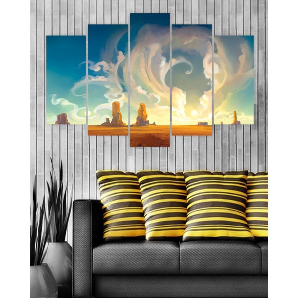 Wall Frames 5 Pieces set Canvas Digitally Printed Wall Canvas Frames - Clouds