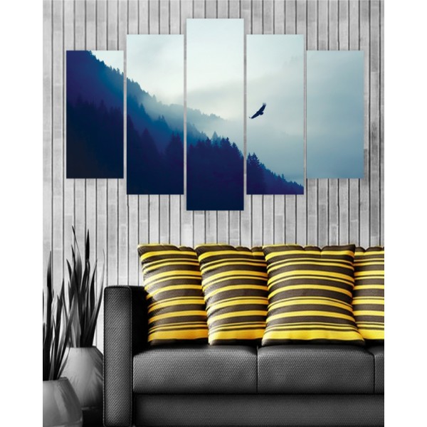 Wall Frames 5 Pieces set Canvas Digitally Printed Wall Canvas Frames - Flying Eagle