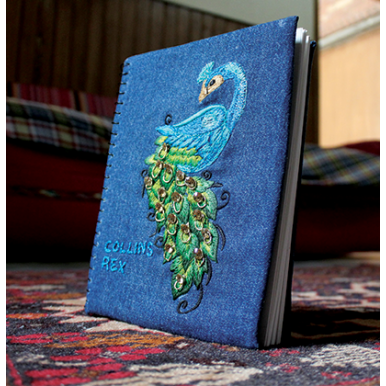 Notebook with Embroidered Peacock Zari work