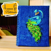 Notebook with Embroidered Peacock Zari work