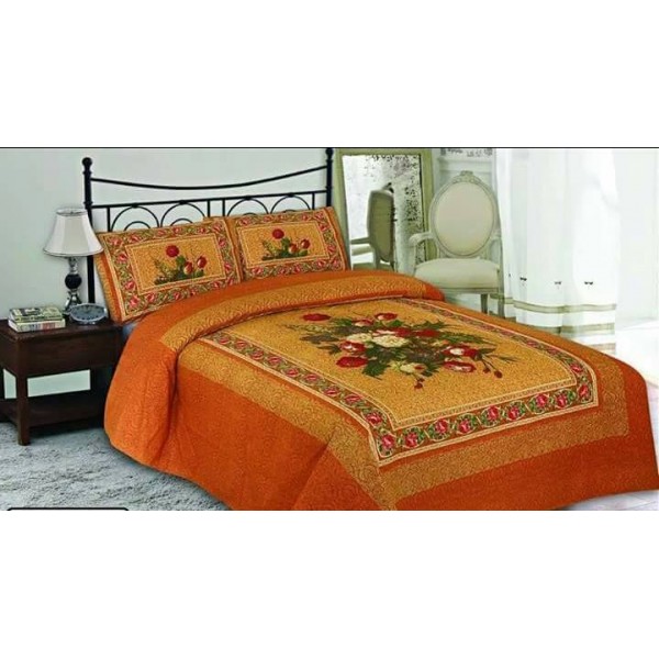  Multi color Brown Floral Cotton Bed sheet FB-1156