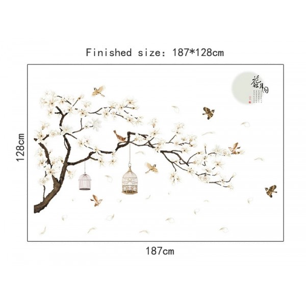 187x128cm Big Size Tree Birds Flower Home Decor Wallpapers for Living Room Bedroom DIY