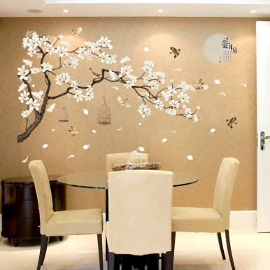 187x128cm Big Size Tree Birds Flower Home Decor Wallpapers for Living Room Bedroom DIY