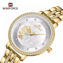 Luxury Brand NAVIFORCE Women Gold Watches Fashion Elegant Ladies Quartz Wristwatch Creative with Diamonds
